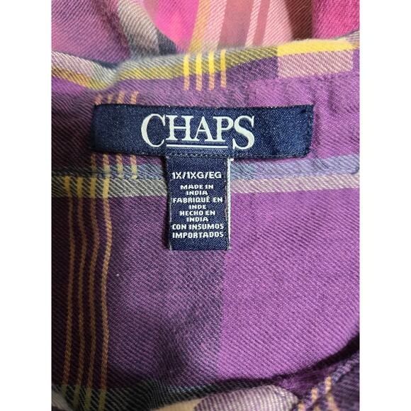 Chaps 1x women's purple dip dye button up flannel shirt - Picture 6 of 11